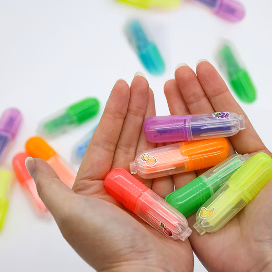 Mini ensemble de papeterie coloré promotionnel pour bureau et école, stylo surligneur parfumé fruité