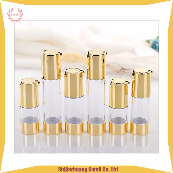 Finition de précision 15ml 30ml 50ml argent pompe sans air bouteille recharge Lotion crème givrée sans air